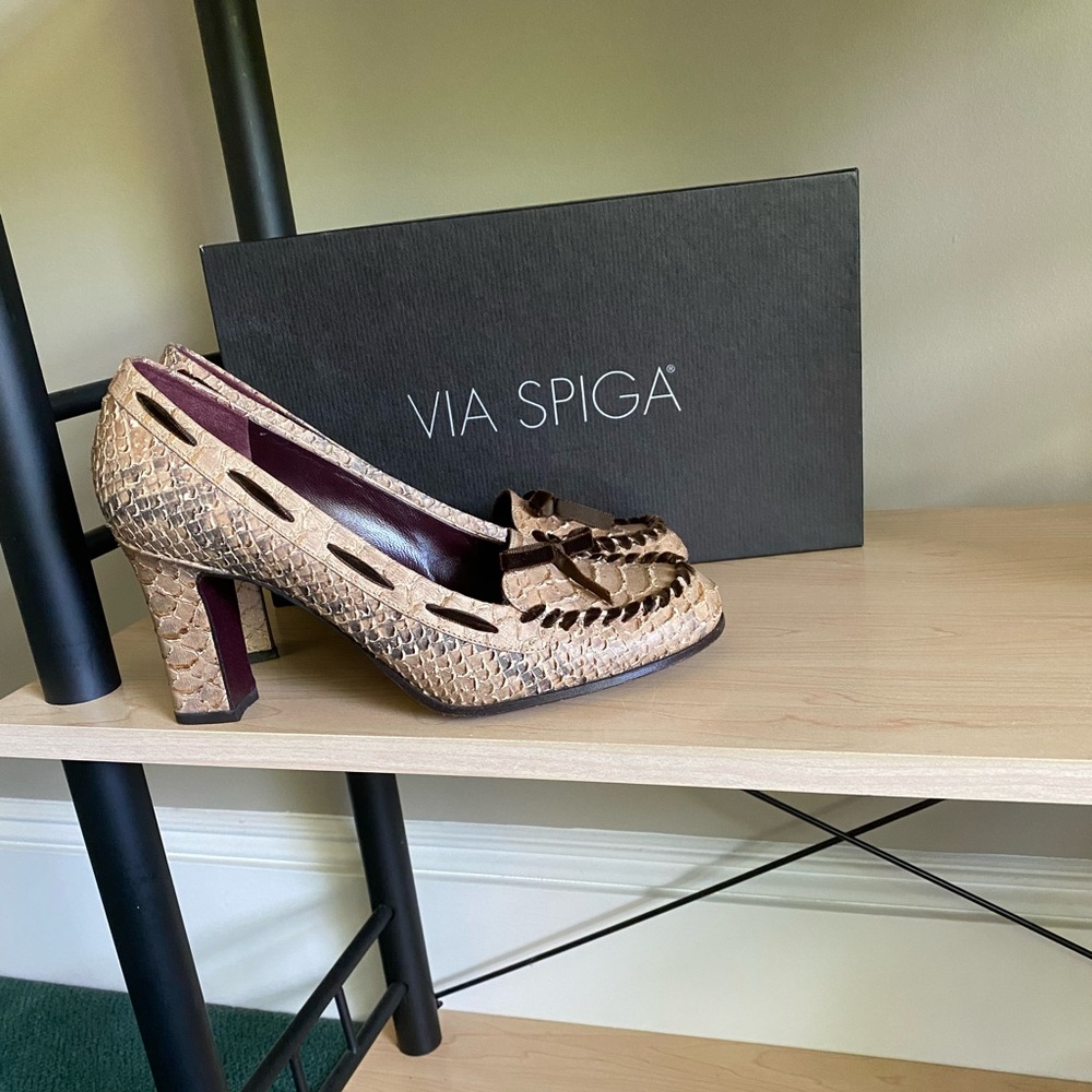 Via Spiga Beige - Sueded Python Made In Italy size 7.5 M - Picture 3 of 6